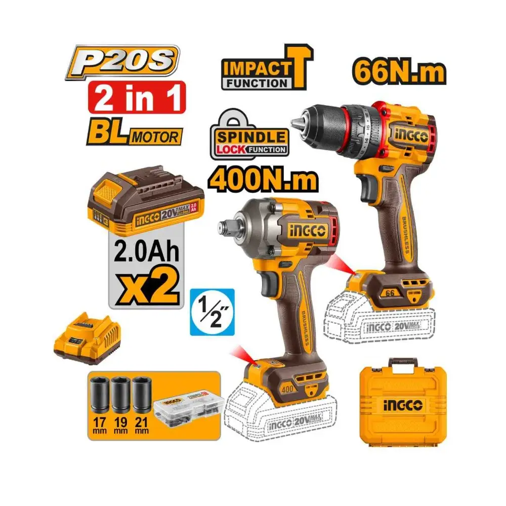 Akumulatorski set alata buš 66NM i odv 400NM CKLI20275E Ingco